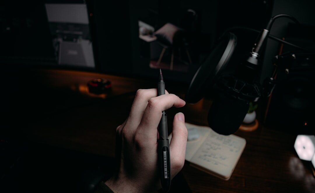 mystery writer at desk